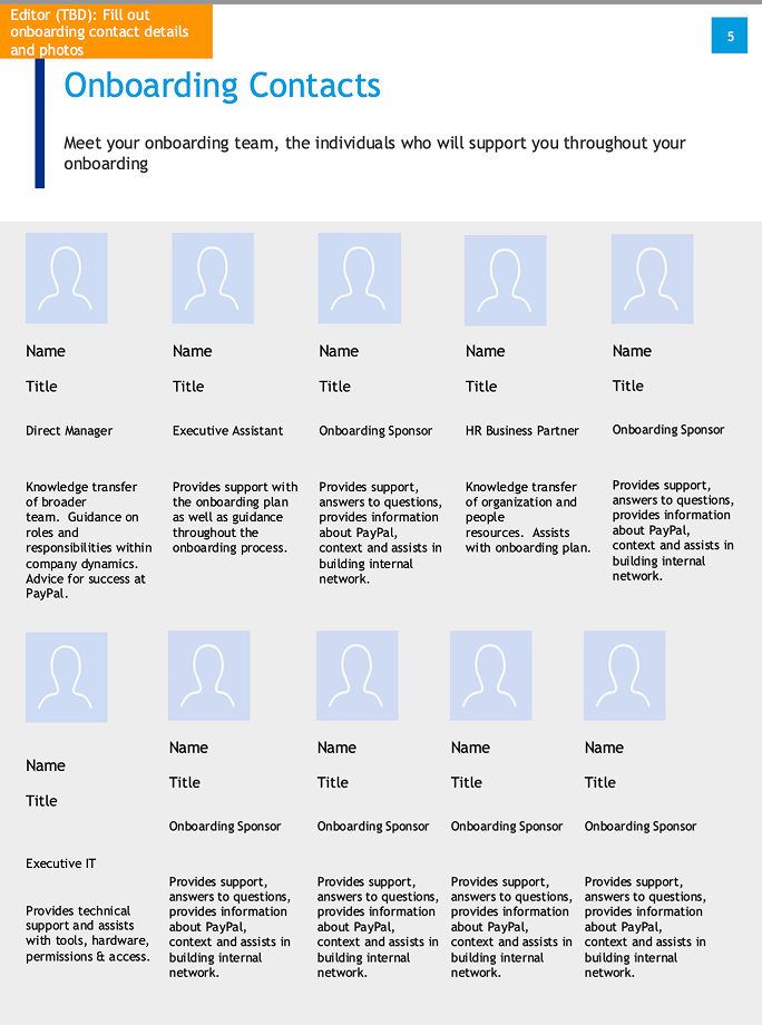 Manual onboarding contacts page