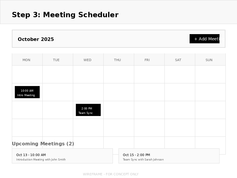 Wireframe: Meeting Scheduler